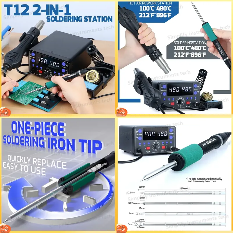 Hot Air Rework Station T12 - 775W Soldering Station 2 in 1