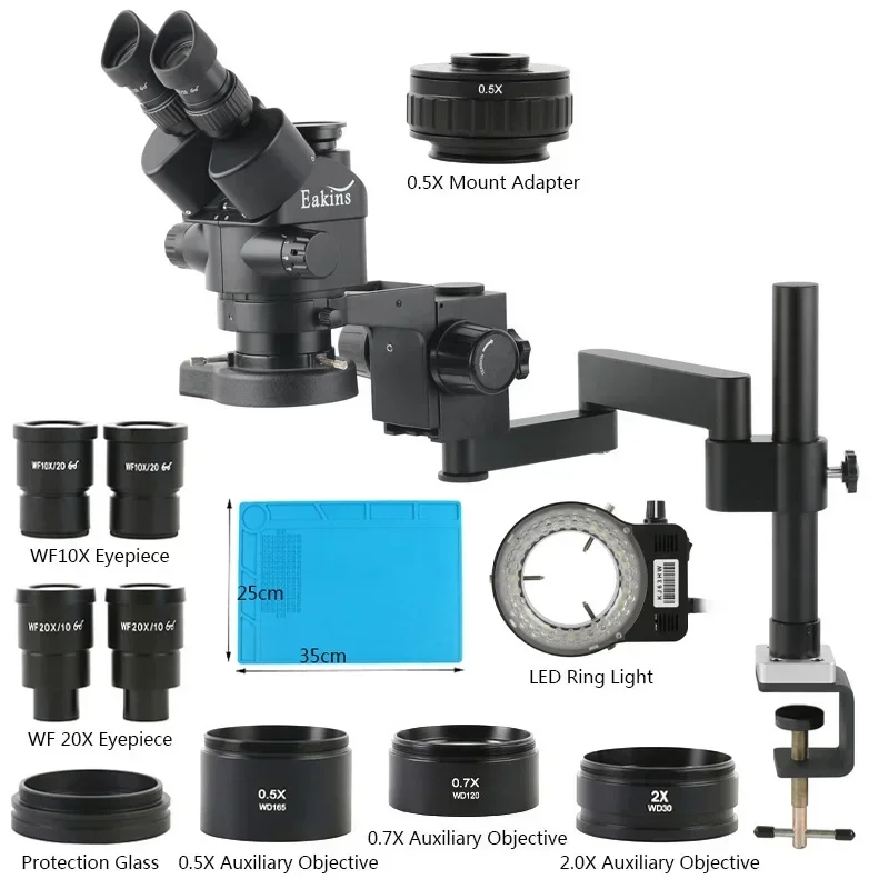 Eakins 3.5X-180X Simul-focal T - Stereo Trinocular Microscope Pcb review and price