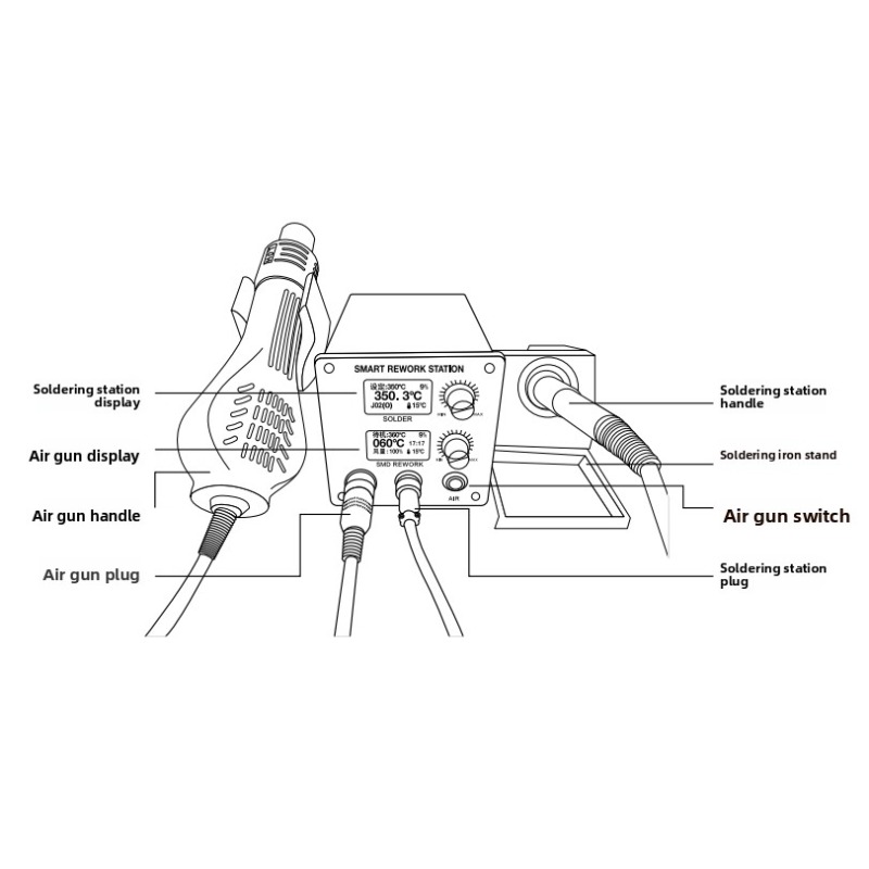 LH‑898D 2‑in‑1 Soldering Stati - Hot Air Rework Station T12 review and price