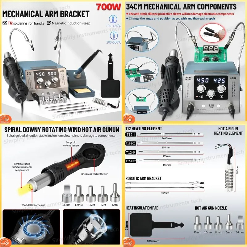 8512P Soldering Station 700W 2 - Hot Air Rework Station T12 review and price